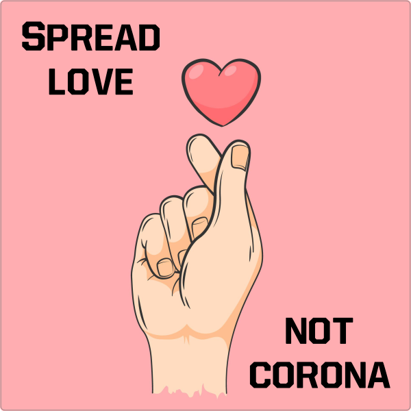 Spread love not corona vloersticker