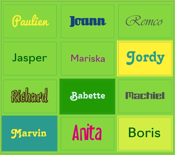 Stickervel namen groen