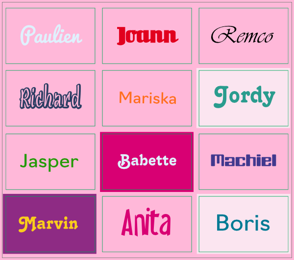 Stickervel namen roze