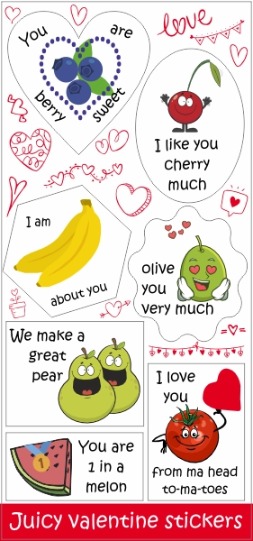 Stickervel Valentijn Fruit