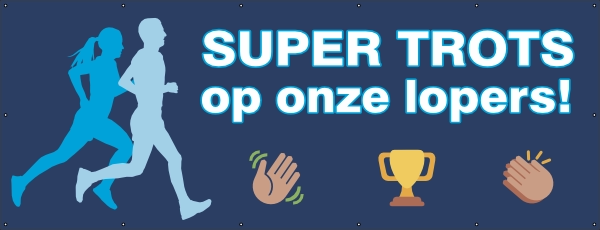 Super trots op onze lopers spandoek