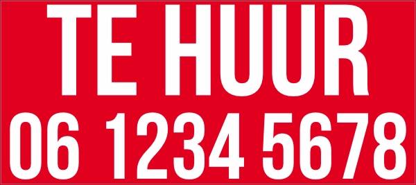 Te huur telefoonnummer sticker