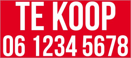 Te koop bord met telefoonnummer