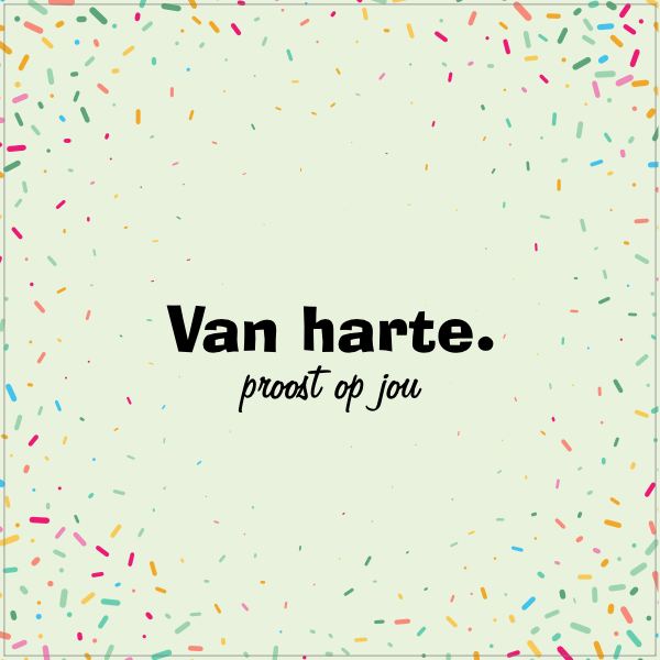 Tegeltje Van harte confetti