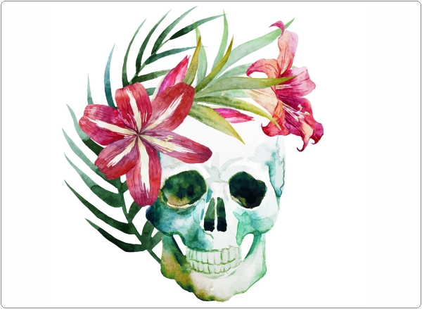 Tropical skull laptop sticker 17 inch