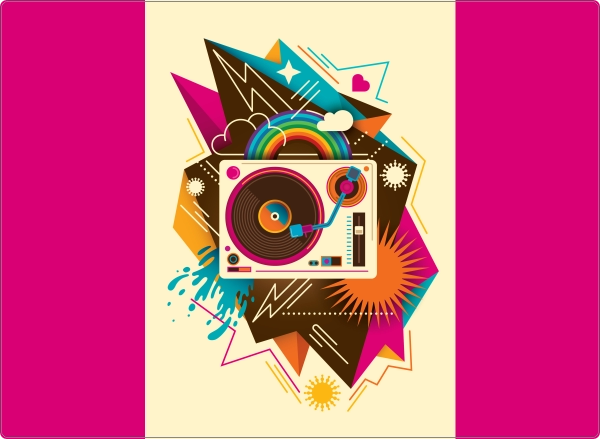 Turntable Pink laptop sticker 17 inch