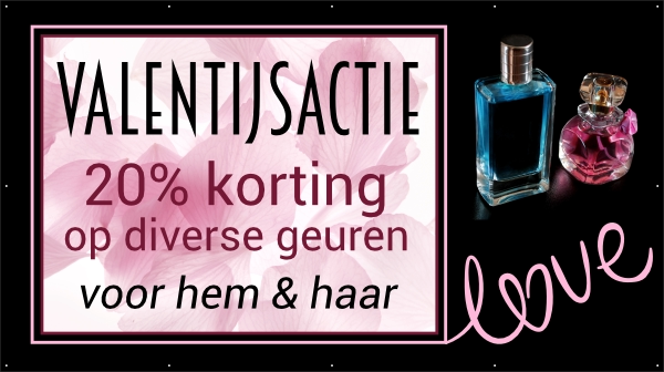 Valentijnsactie parfum spandoek