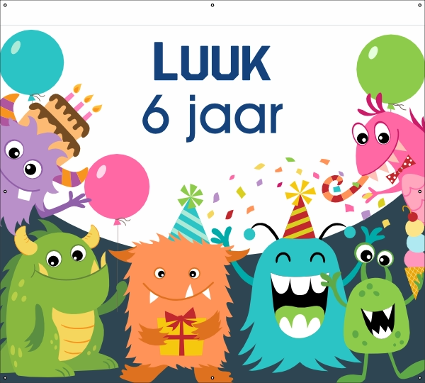 Verjaardag 6 jaar spandoek monstertjes