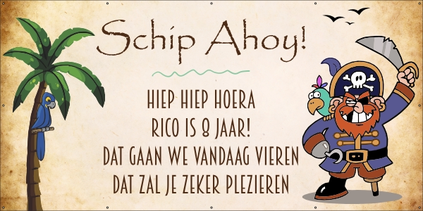 Verjaardag piraat spandoek
