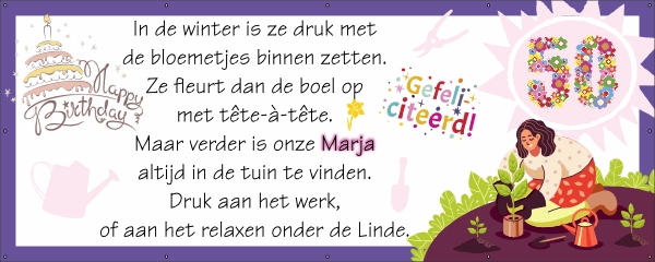 Verjaardag tuinvrouw