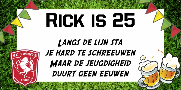 Voetbal FC Twente fan 25 jaar spandoek