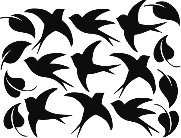 Vogels en bladeren raamsticker