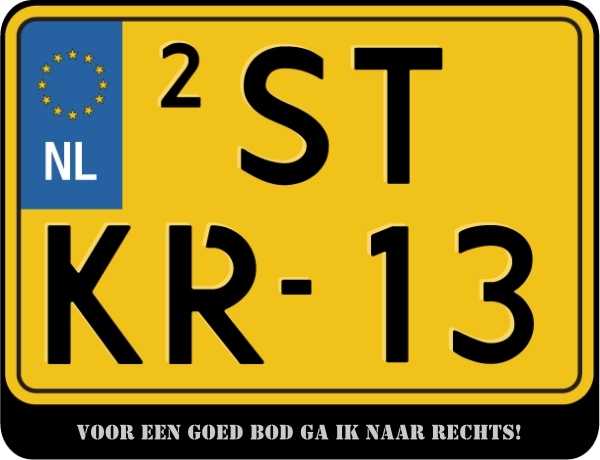 Voor een goed bod ga ik naar rechts motor kentekenplaathouder