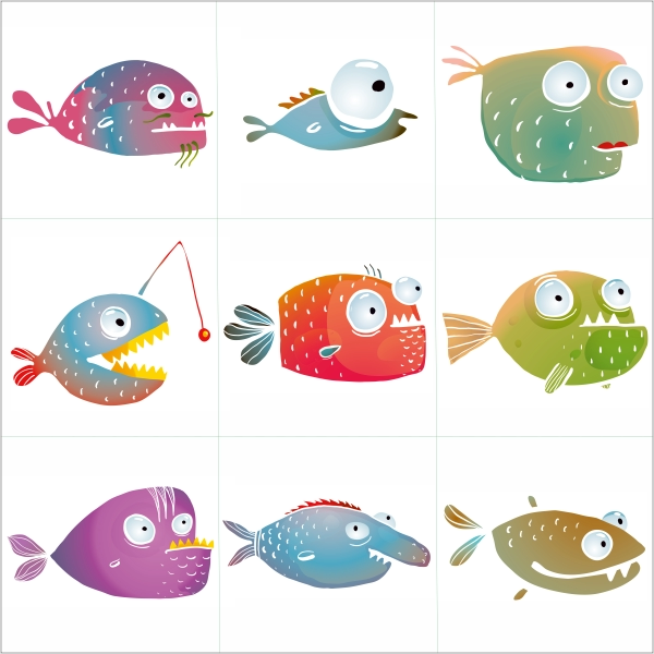 Vrolijke visjes tegelstickers