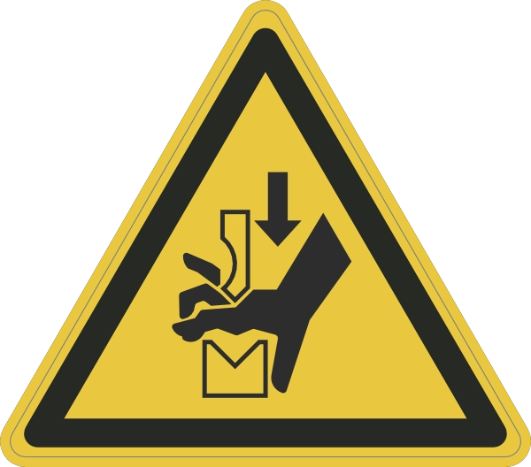 W030 Handverbrijzeling tussen buigbank sticker