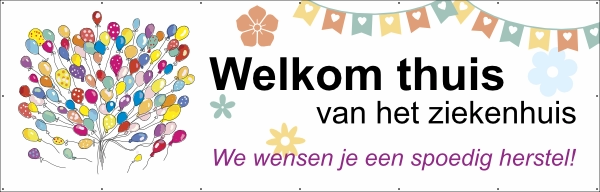 Welkom thuis van het ziekenhuis spandoek