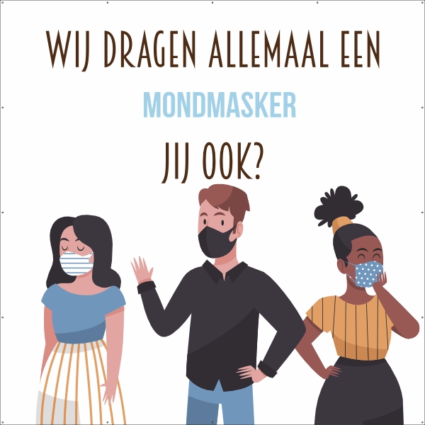 Wij dragen een mondmasker spandoek