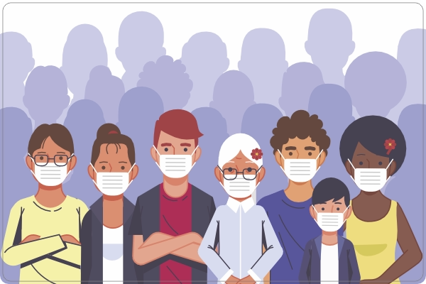 Wij dragen hier mondkapjes sticker