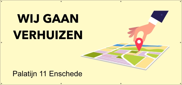 Wij gaan verhuizen spandoek