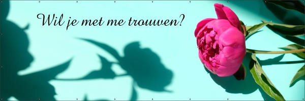 Wil je met me trouwen spandoek pioenroos