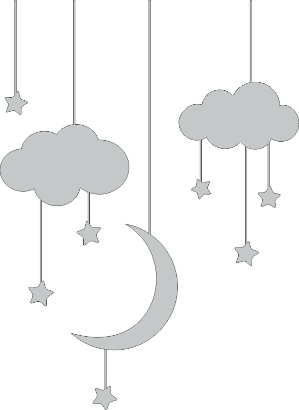 Wolken, sterren en maan muursticker