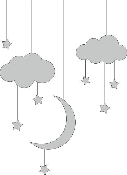 Wolken, sterren en maan muursticker