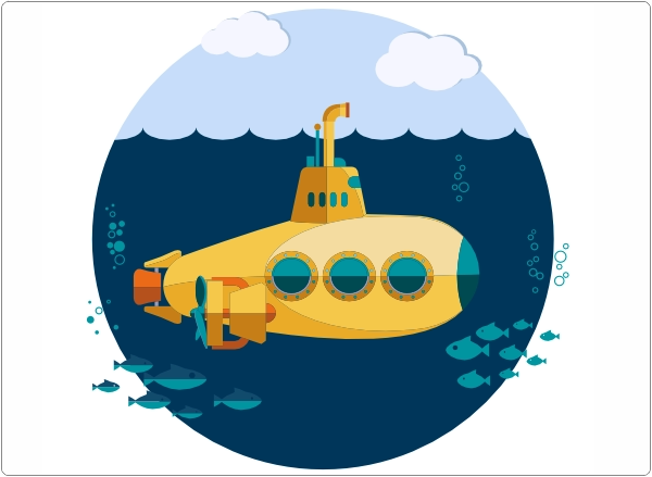 Yellow Submarine laptop sticker 17 inch