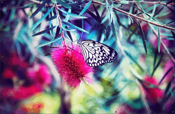 Zwart wit vlinder tuindoek