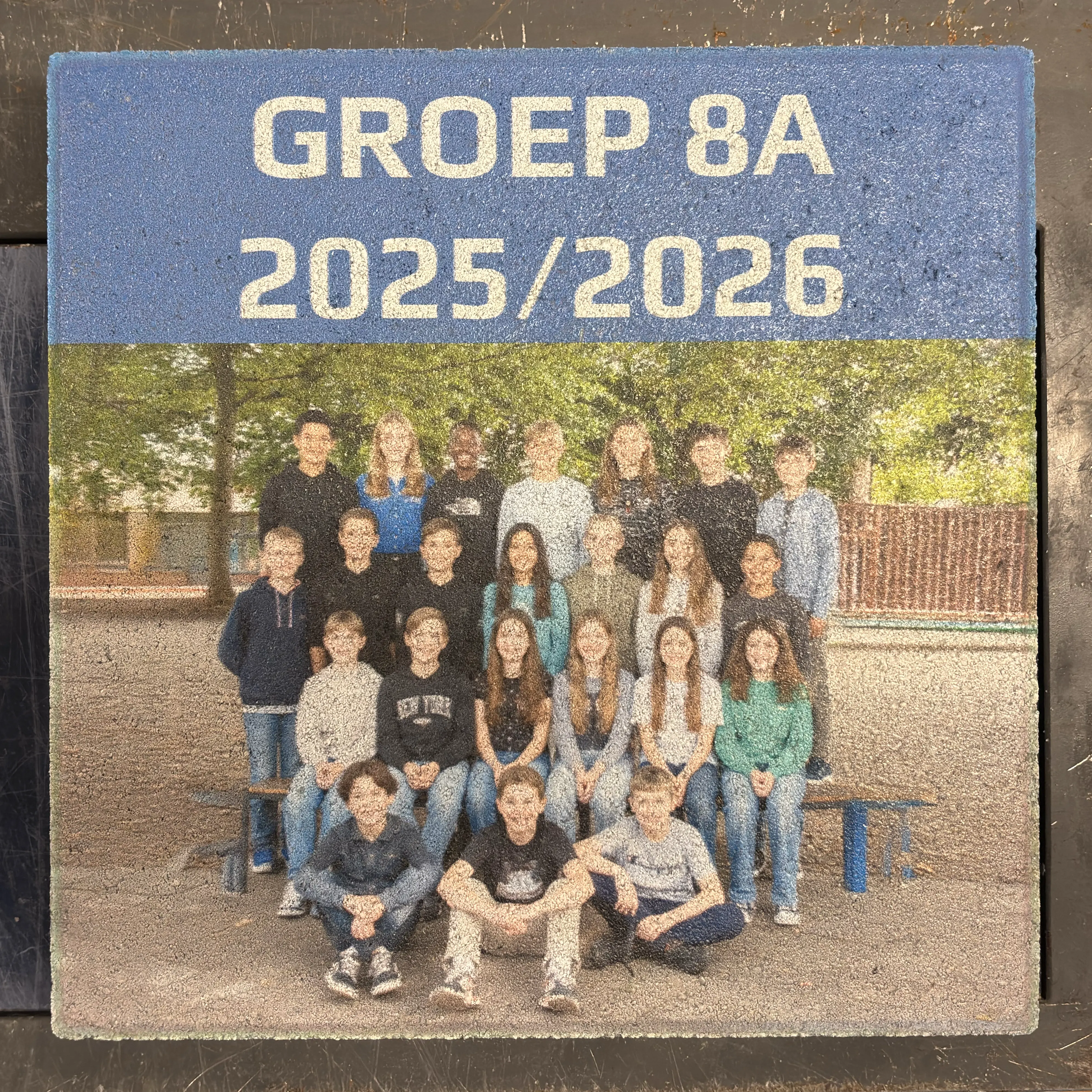 Stoeptegel opdruk met groepsfoto
