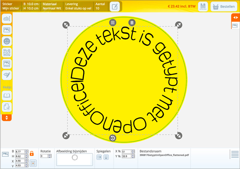 sticker ronde tekst
