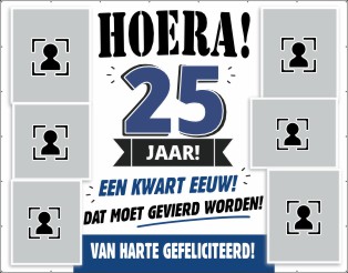 25 jaar blauw spandoek ontwerp met fotos