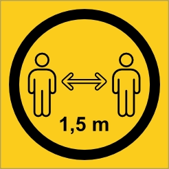 Houd 1,5 meter afstand tegel