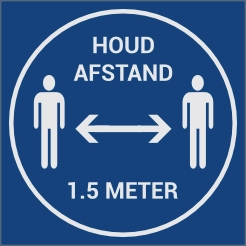 Houd afstand 1,5 meter blauw