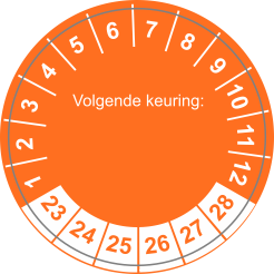 Keuringssticker 2023-2028 oranje