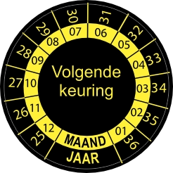 Keuringssticker 2027 tot 2038