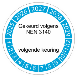 keuringssticker blauw NEN 3140 3cm 2025