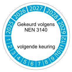 keuringssticker blauw NEN 3140 3cm 2025