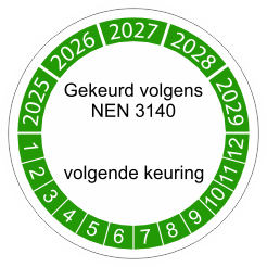 keuringssticker groen NEN 3140 2025 3cm