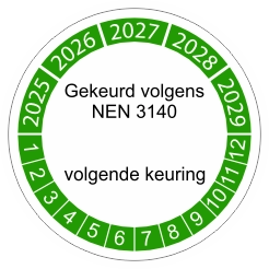 keuringssticker groen NEN 3140 2025 3cm