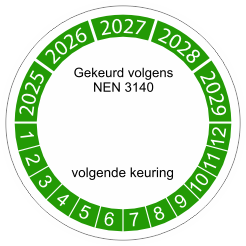 keuringssticker groen NEN 3140 2025 4cm