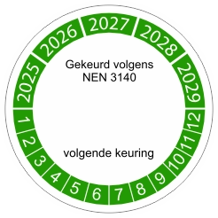 keuringssticker groen NEN 3140 2025 4cm