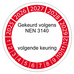 keuringssticker rood NEN 3140 2025 3cm