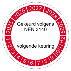 keuringssticker rood NEN 3140 2025 3cm