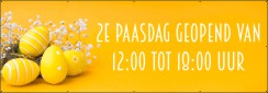 Met Pasen geopend spandoek