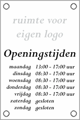 Naambord met openingstijden
