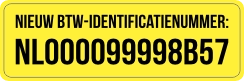 Nieuw btw-identificatienummer sticker