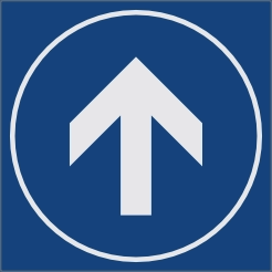 Pijl blauw tegel