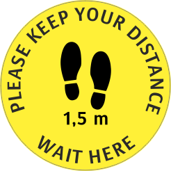 Please keep your distance, wait here