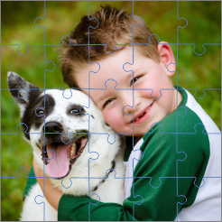 Puzzel portret jongetje met hond