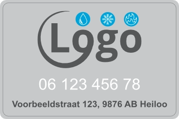Reclamesticker met logo en adres